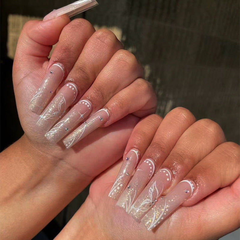 Wholesale Plastic Butterfly Diamond Glitter Long Nail Art
